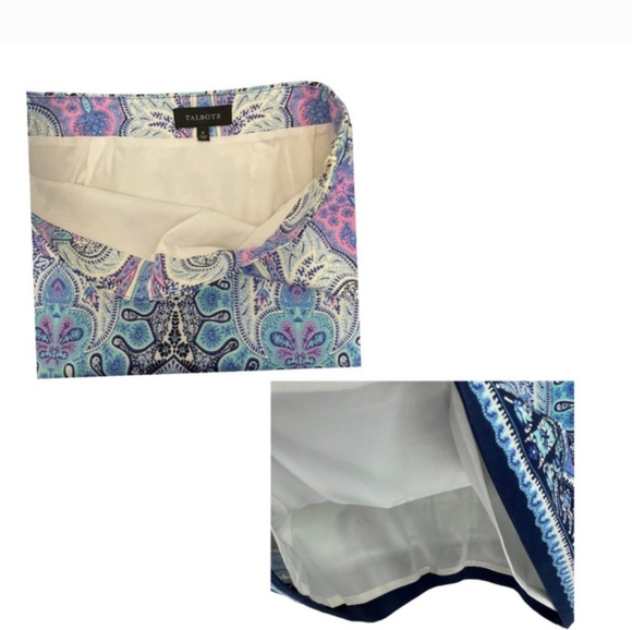 🆕Talbots Mykonos Multi Colored Paisley Lined Cotton Canvas Pencil Skirt Size 12 - Picture 9 of 9